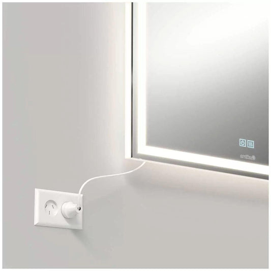 Aurea integrated led plug in wall mirror.