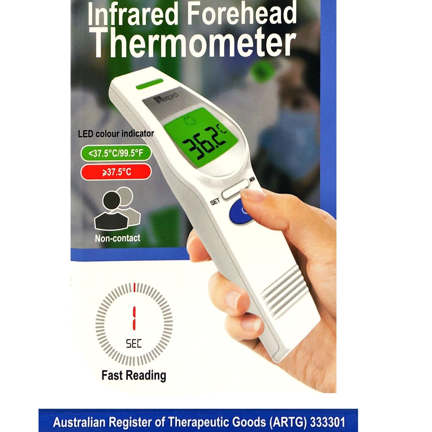 Aerpro Non Contact Infra Red Forehead & Body Thermometer Australian ARTG Registered.
