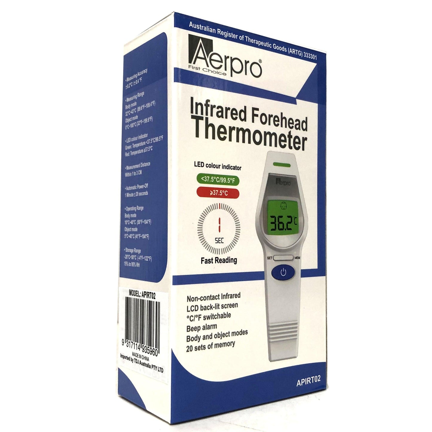 Aerpro Non Contact Infra Red Forehead & Body Thermometer Australian ARTG Registered.