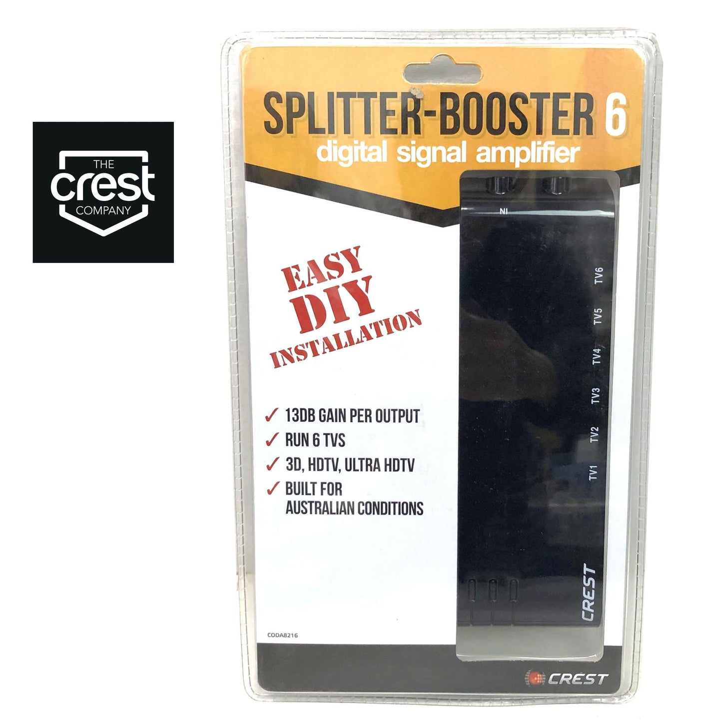 Crest UHF VHF Digital TV Signal Splitter Distributor 6 Outputs.