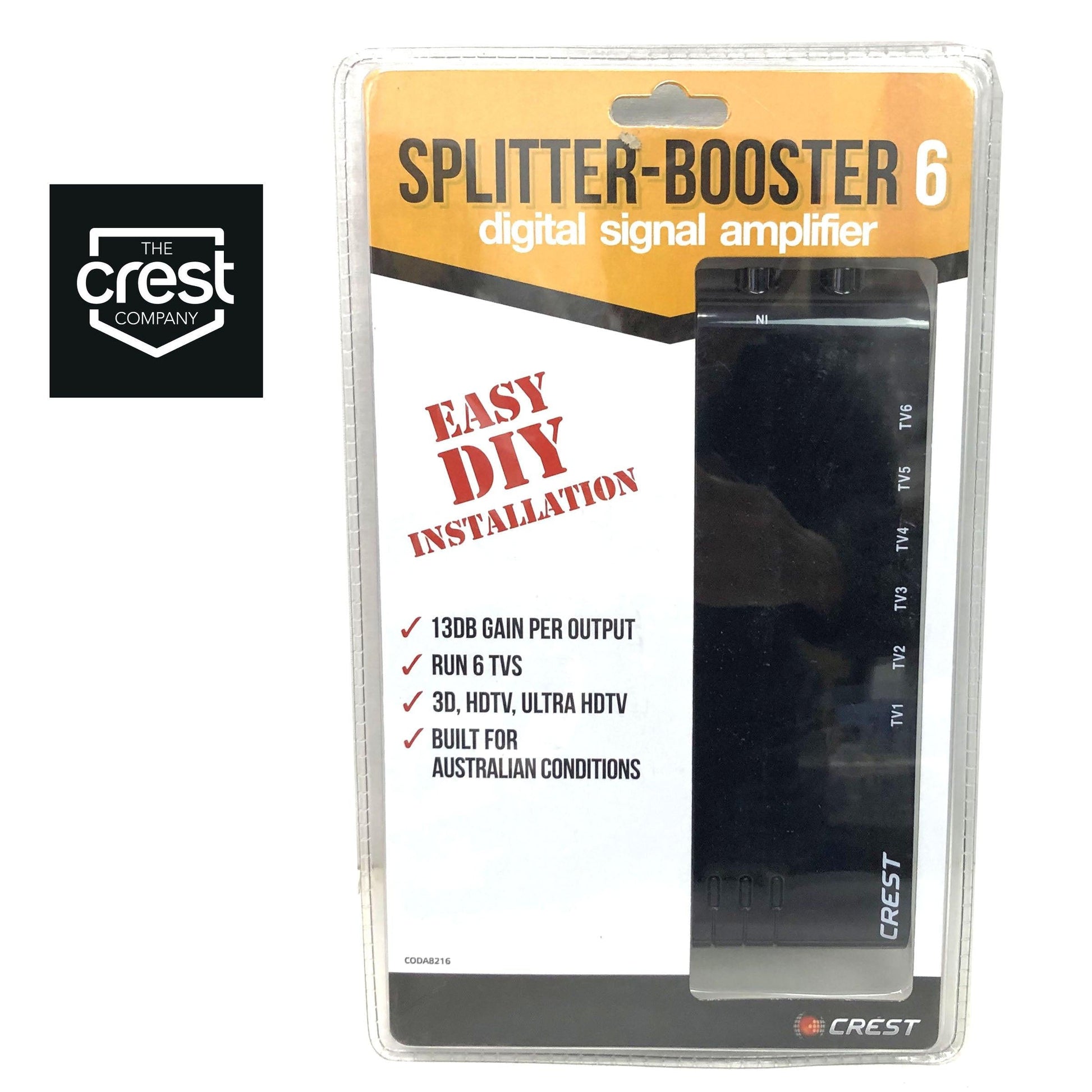Crest UHF VHF Digital TV Signal Splitter Distributor 6 Outputs.