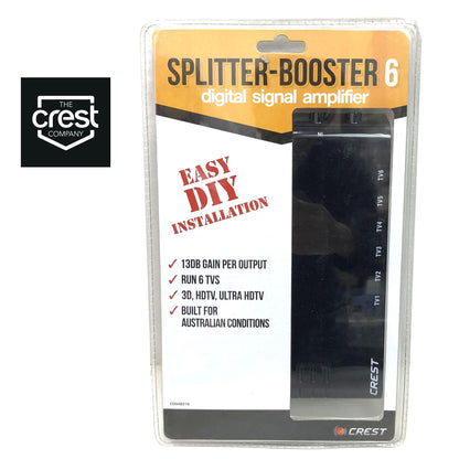 Crest UHF VHF Digital TV Signal Splitter Distributor 6 Outputs.