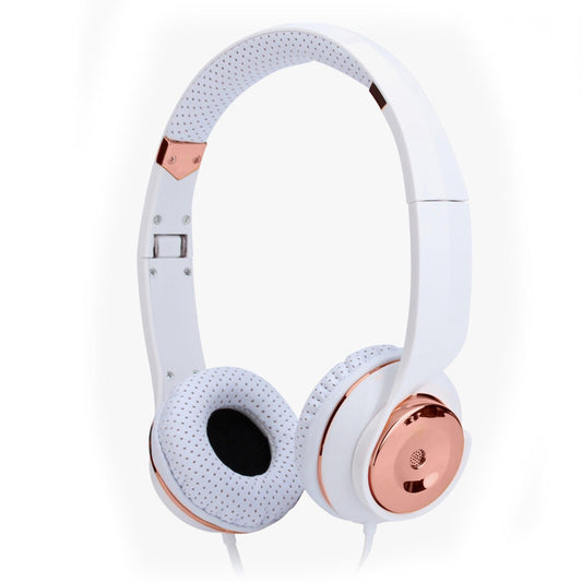 White Rose Gold Holysmoke Motif On Ear Foldable Headphones.