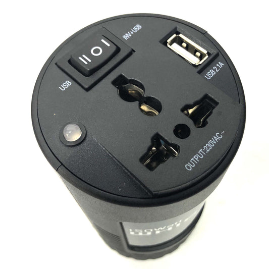 Compact 150W Car Caravan Power Inverter 12v 240v AC DC Sine Wave Can Cup Holder Size.
