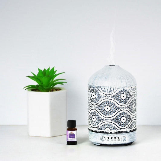 activiva 100ml Metal Essential Oil and Aroma Diffuser-Vintage White.