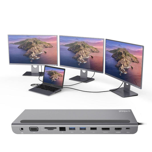 mbeat 11-in-1 Multiport USB-C Dock with HDMI, DisplayPort & VGA.