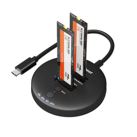 mbeat H3 USB 3.2 Gen2x2 20Gbps Dual M.2 NVMe SSD Dock with Clone Duplicator (Black).