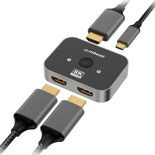 mbeat 8K Bi-directional HDMI 2.1 Switch 2 In 1 Out/1 In 2 Out.