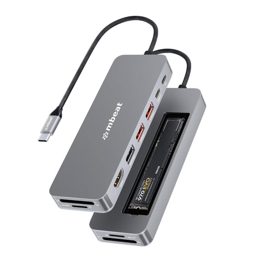 mbeat Elite 9-in-1 USB-C Multiport Hub with Built-in M.2 NVMe SSD Enclosure.