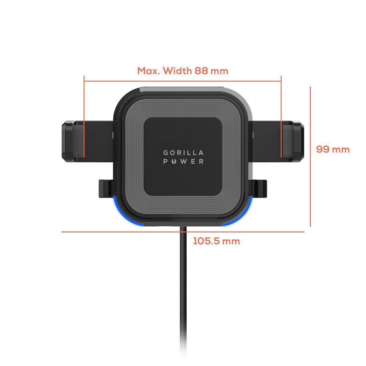 mbeat Gorilla Power 10W Wireless Car Charger With 2.4A USB Charging, Air Vent Clip & Windshield Stand.