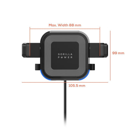 mbeat Gorilla Power 10W Wireless Car Charger With 2.4A USB Charging, Air Vent Clip & Windshield Stand.