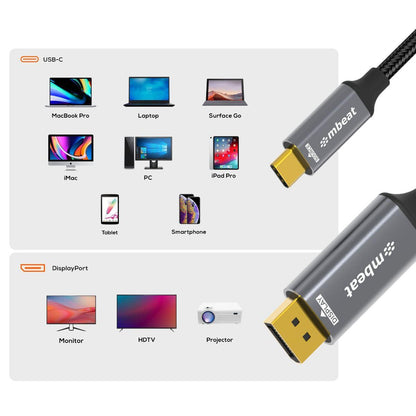 mbeat Tough Link 8K 1.8m USB-C to DisplayPort Cable.