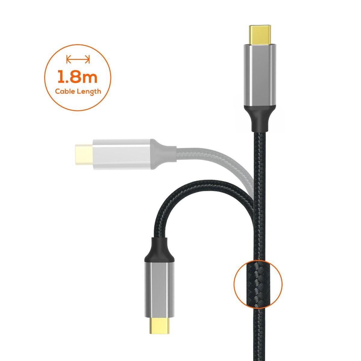 mbeat Tough Link 1.8m 4K USB-C to Display Port Cable - Space Grey.