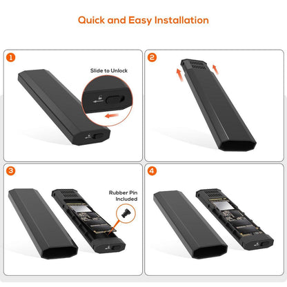 mbeat Elite USB-C to M.2 SSD Enclosure (M-Key, B+M Key) - Matte Black.