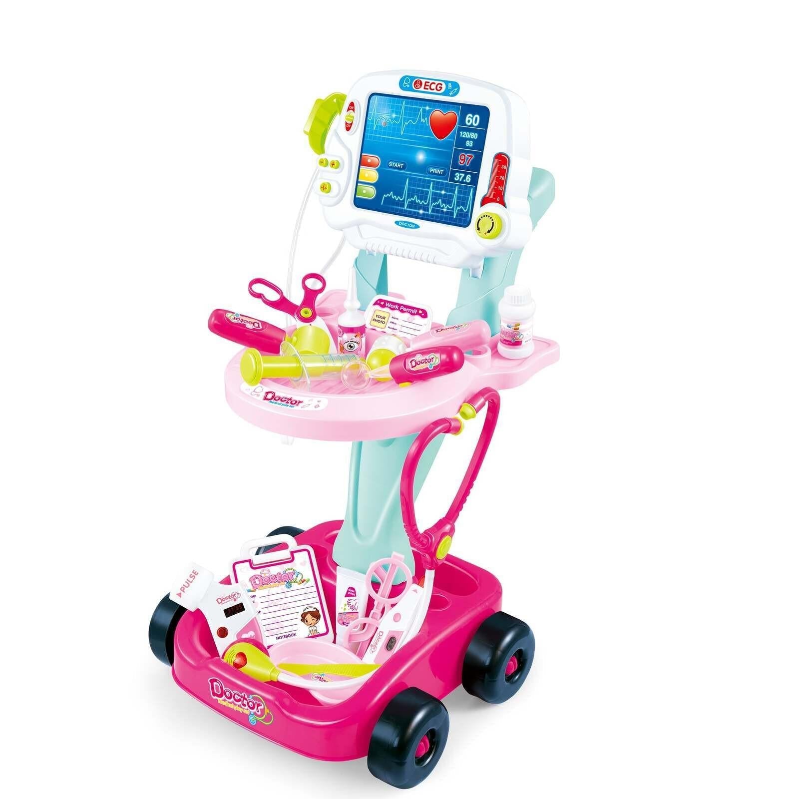 Kids Children's Doctors Medical Cart & ECG Machine for Toddler Play.