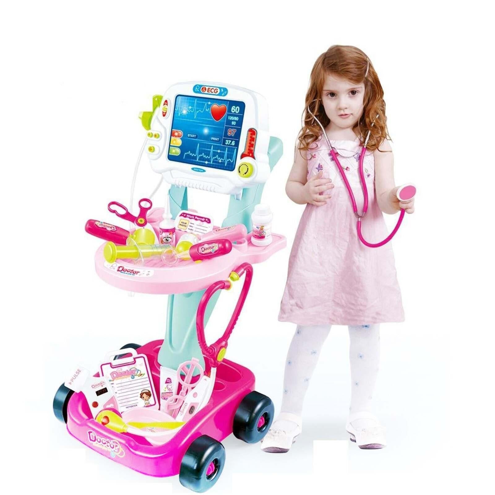 Kids Children's Doctors Medical Cart & ECG Machine for Toddler Play.