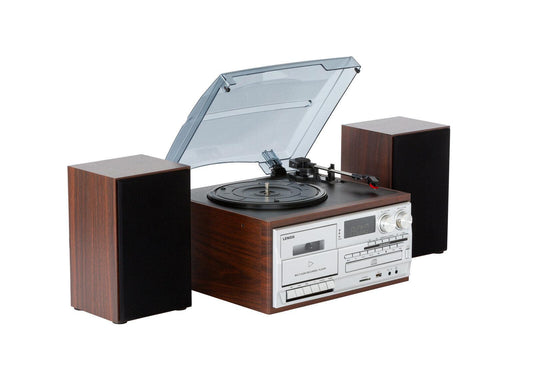 Audio Home Entertainment System (Brown) Turntable, CDs, Vinyl, Wireless Streaming & More.