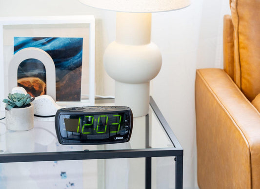 Large Number Alarm Clock & AM/FM Radio, Bold Green LED Time Screen.