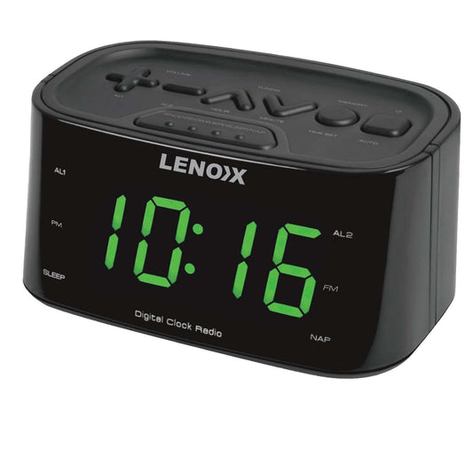 Smartphone-Charging Alarm Clock & FM Radio (Black) w/ USB Port.