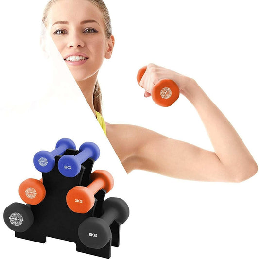 7pc 2/3/5kg 20Kg Total Weighted Dumbbell Gym Set for Exercise w/Rack.