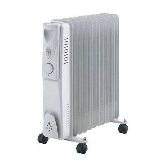 11-Fin Oil Column Heater 2400W w/ 3 Heat Settings & Wheels.