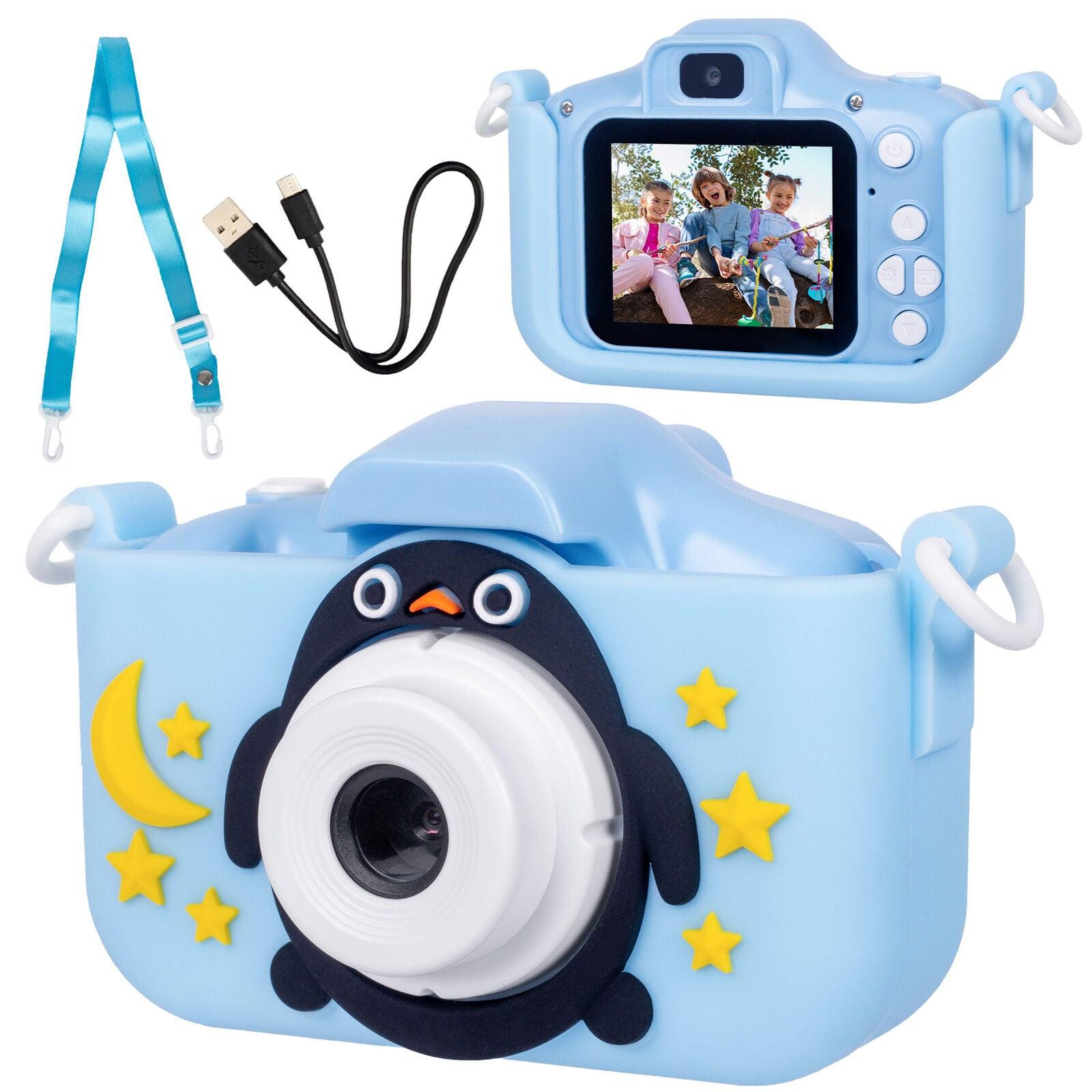 Kids Digital Dual Lens Camera, 4x Zoom and HD Video Recording (Blue).