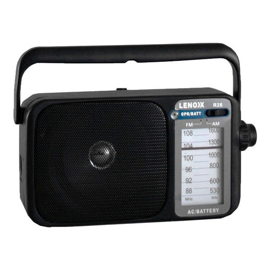 AM/FM Mantle Radio (Black) Battery Operated, w/ Bandwidth 540-1600.