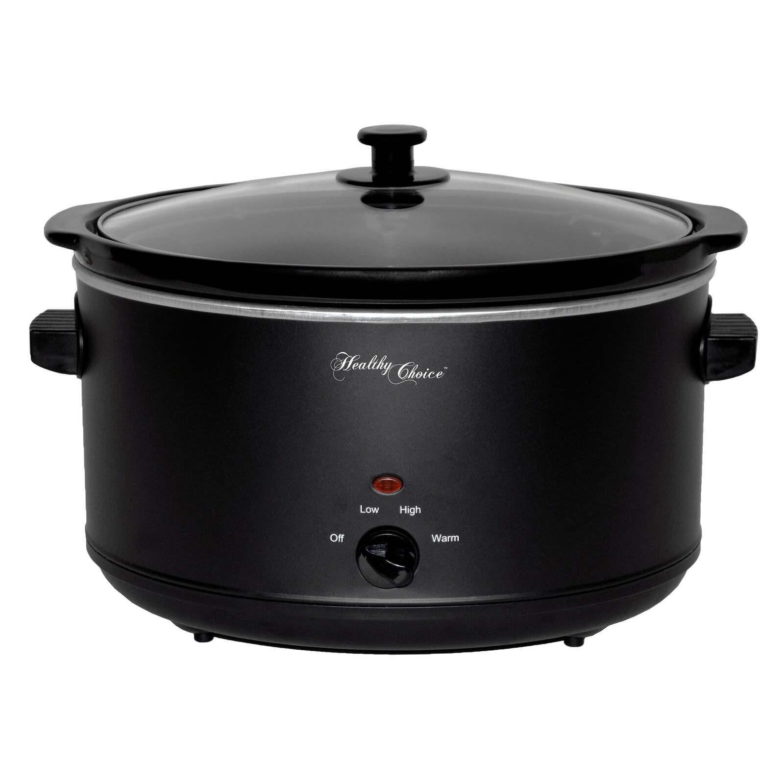 8L Slow Cooker (Black) Large Capacity Ceramic Pot, 300W.