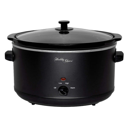 8L Slow Cooker (Black) Large Capacity Ceramic Pot, 300W.