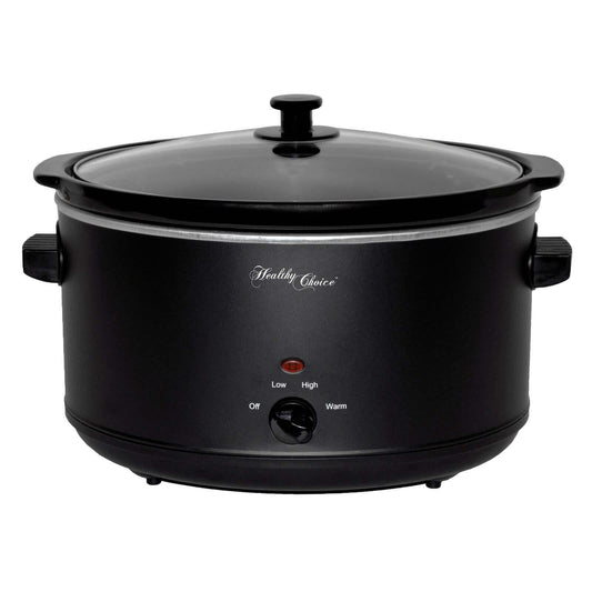 8L Slow Cooker (Black) Large Capacity Ceramic Pot, 300W.