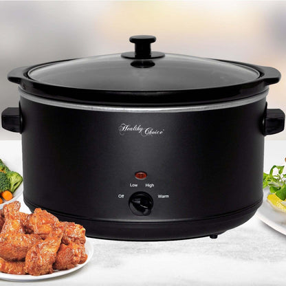 8L Slow Cooker (Black) Large Capacity Ceramic Pot, 300W.