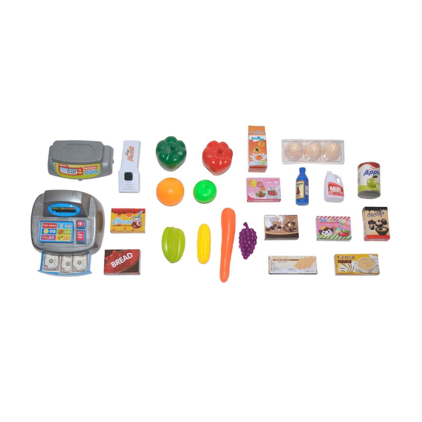 Children's Home Supermarket w/ Toy Cash Register, Trolly, Fruit & More.