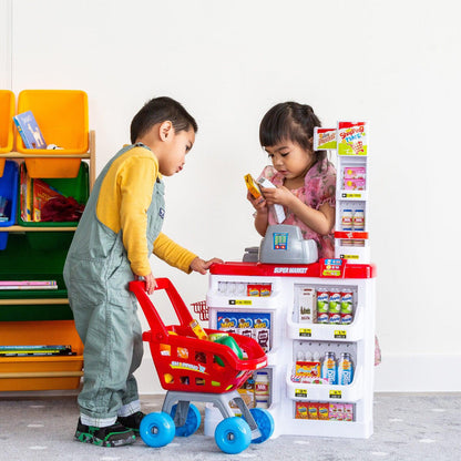 Children's Home Supermarket w/ Toy Cash Register, Trolly, Fruit & More.