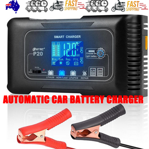 12/24V Automatic Car Battery Charger For Lithium Lifepo4 Lead-Acid AGM/Gel/SLA.