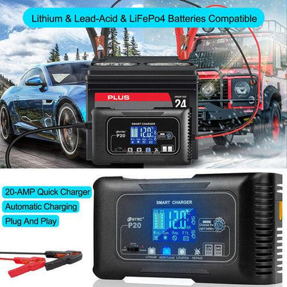 12/24V Automatic Car Battery Charger For Lithium Lifepo4 Lead-Acid AGM/Gel/SLA.