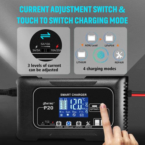 12/24V Automatic Car Battery Charger For Lithium Lifepo4 Lead-Acid AGM/Gel/SLA.