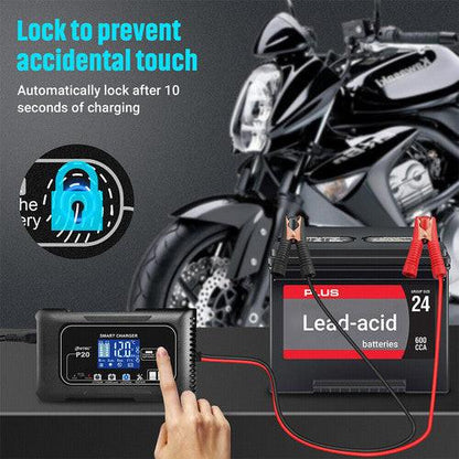 12/24V Automatic Car Battery Charger For Lithium Lifepo4 Lead-Acid AGM/Gel/SLA.
