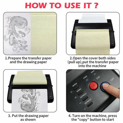 ABS Tattoo Transfer Copier Printer Machine Thermal Stencil Paper Body Art Maker.