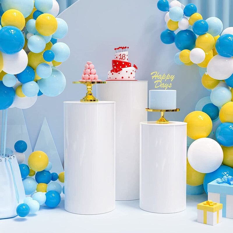 3pcs Metal Round Plinth Cylinder Pedestal Stand Wedding Decoration Cake Flower