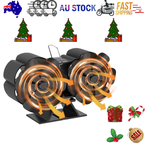 12 Blade Fan Heat Self-Powered Wood Stove Top Burner Fireplace Silent Eco Heater.