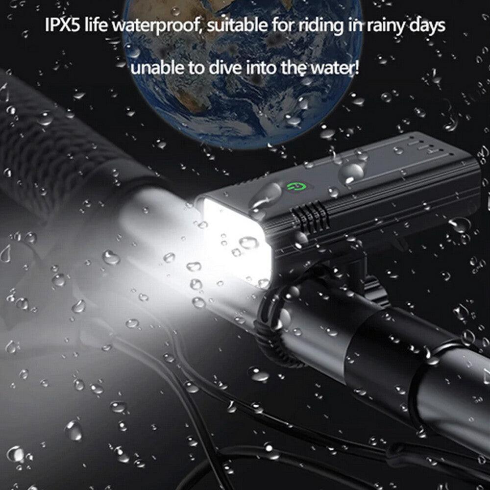 Waterproof Bike Light Set with Digital Battery Display Aluminum Alloy 360Â° Mount.