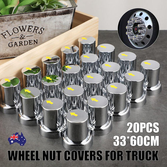 20PCS ABS Wheel Nut Covers Safety Arrow Chrome Caps For Trucks Trailers Bus AU.