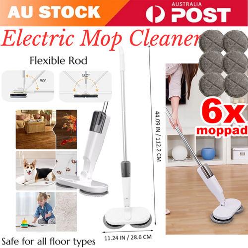 Cordless Electric spin 6Mops Cleaner 5In1 Floor Polisher Sweeper Washer Scrubber.