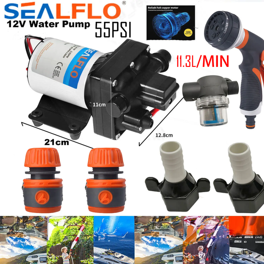 12V SEALFLO Water Pump High Pressure Self-priming rv Camping Boat 55PSI 11.3L/M.