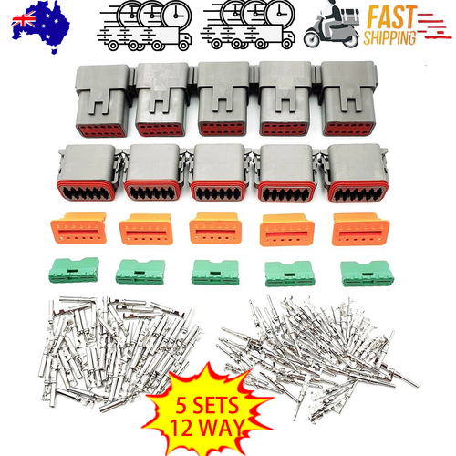 5 Sets DEUTSCH DT SERIES MULTI PLUG WATERPROOF CONNECTOR 12 WAY PIN KIT.