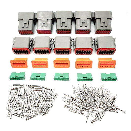 5 Sets DEUTSCH DT SERIES MULTI PLUG WATERPROOF CONNECTOR 12 WAY PIN KIT.