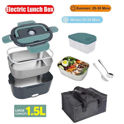 2 in1 Home Car Electric Lunch Box Stainless Steel Food Heating Bento Box AU Plug.