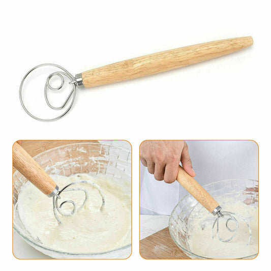 13 INCHES BAKING DOUGH STAINLESS STEEL LARGE WIRE WHISK MIXER BREAD COOKING TOOL.