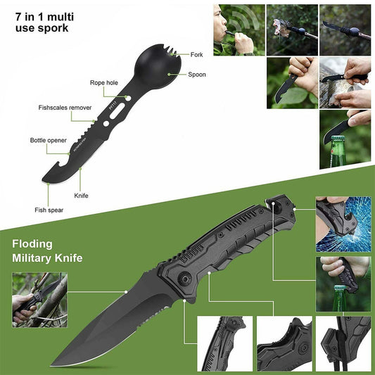 Tactical Emergency Survival Kit Outdoor Sports Hiking Camping SOS Tool Equipment.