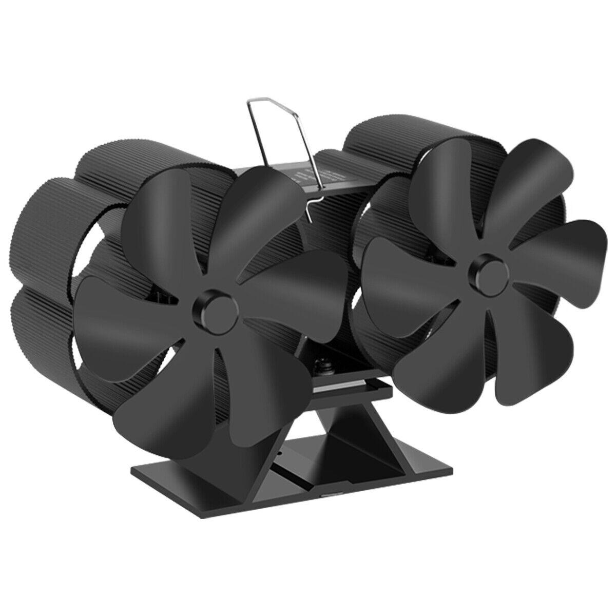12Blade Fan Heat Self-Powered Wood Stove Top Burner Fireplace Silent Eco Heater.